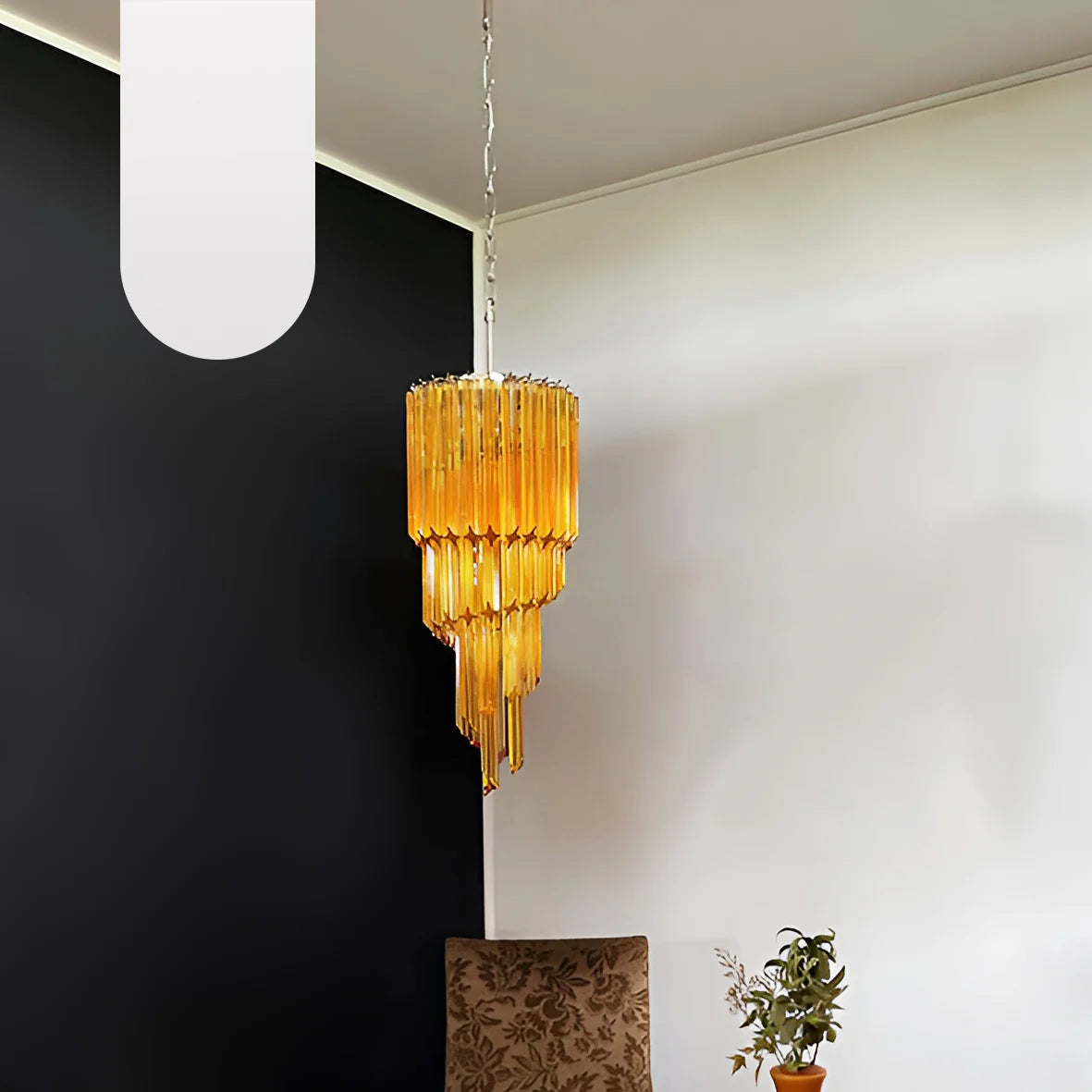 Murano Spiral Prisms Amber Chandelier - Nuvé