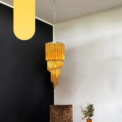 Murano Spiral Prisms Amber Chandelier - Nuvé