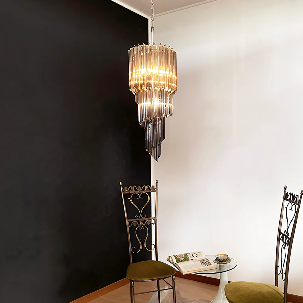 Murano Spiral Prisms Smoked Chandelier - Nuvé