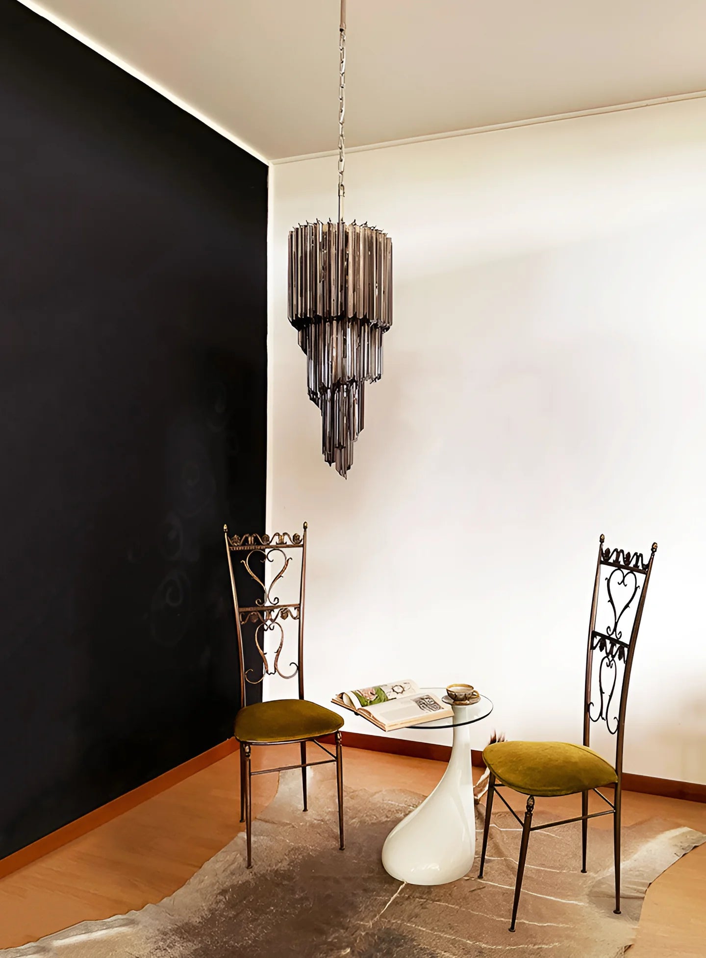 Murano Spiral Prisms Smoked Chandelier - Nuvé