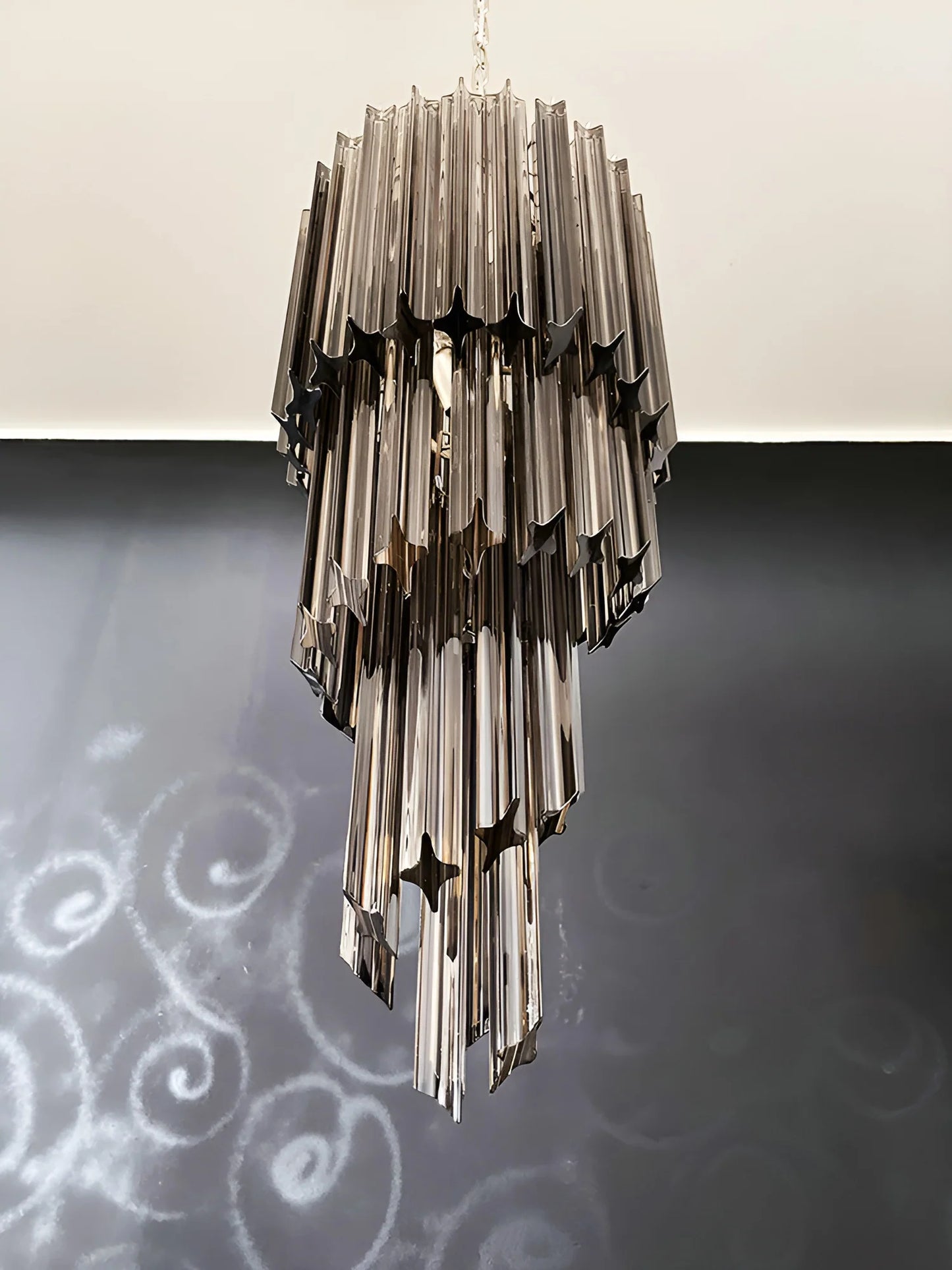 Murano Spiral Prisms Smoked Chandelier - Nuvé