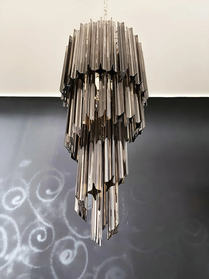 Murano Spiral Prisms Smoked Chandelier - Nuvé