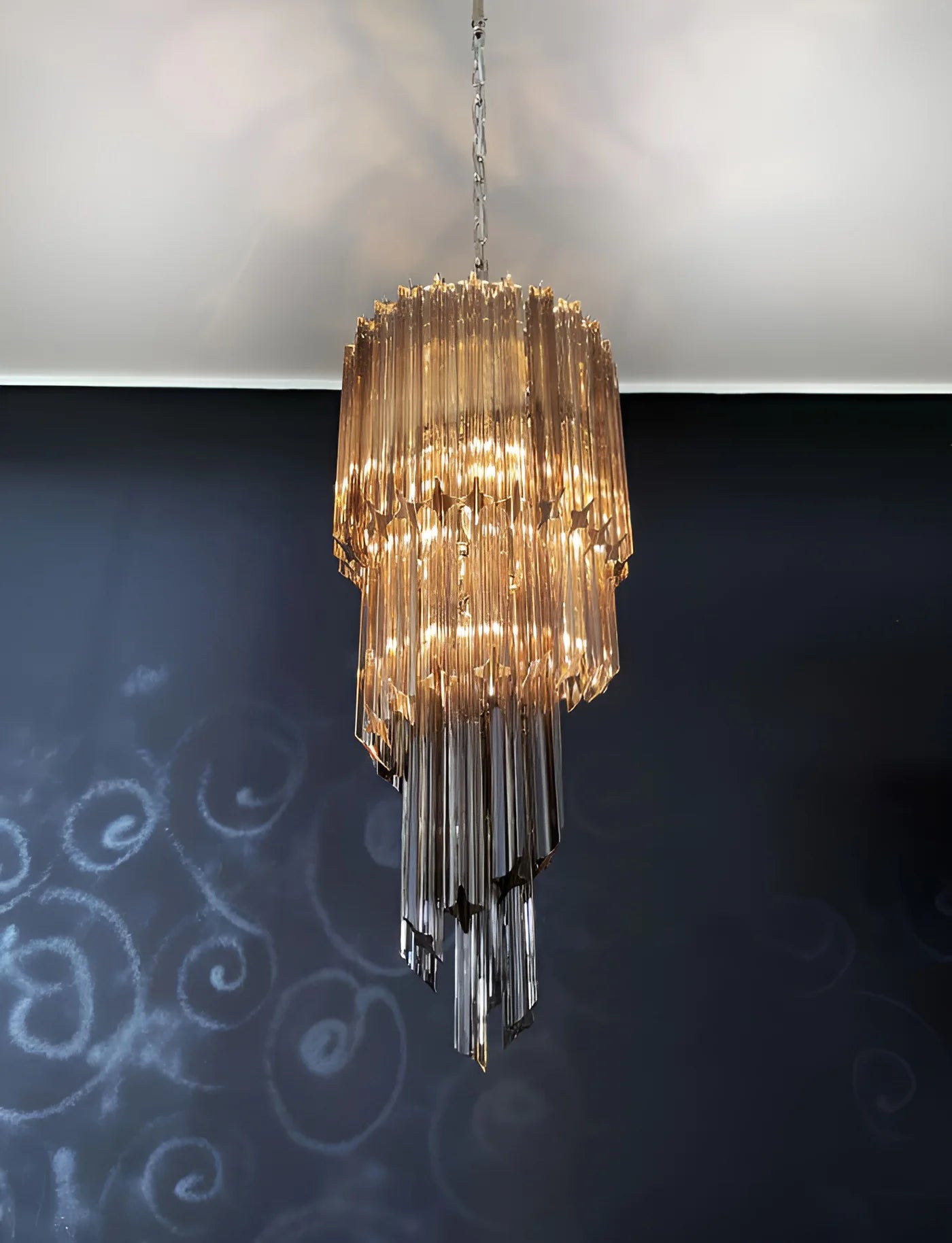 Murano Spiral Prisms Smoked Chandelier - Nuvé