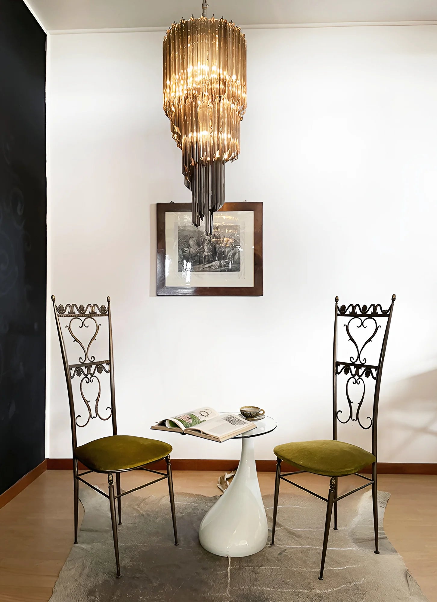 Murano Spiral Prisms Smoked Chandelier - Nuvé