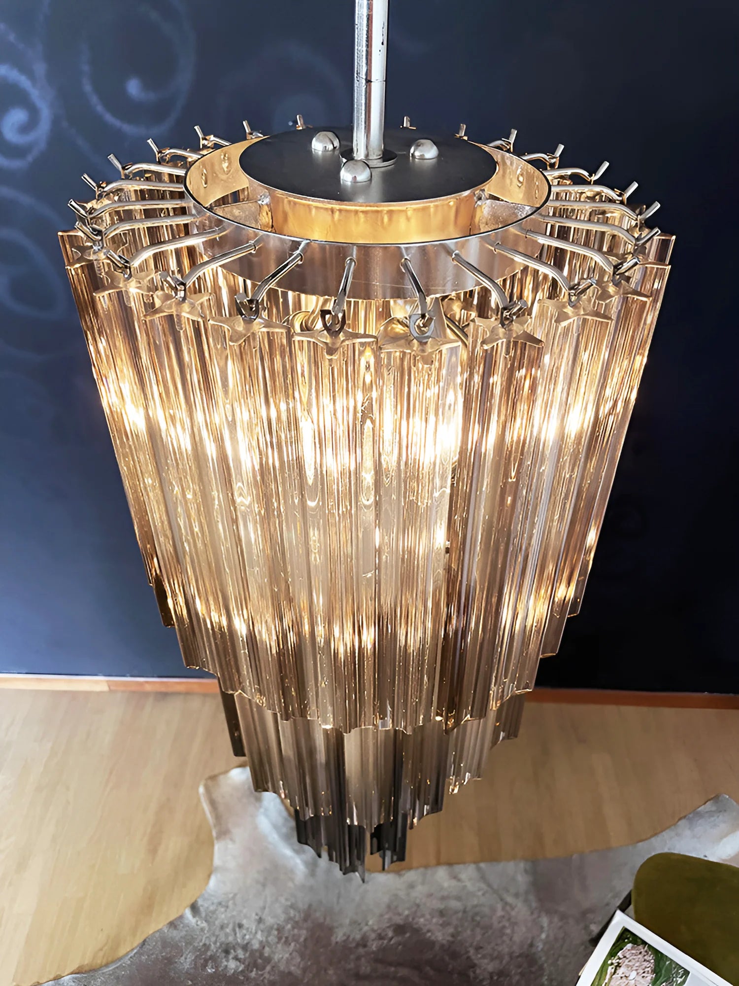 Murano Spiral Prisms Smoked Chandelier - Nuvé