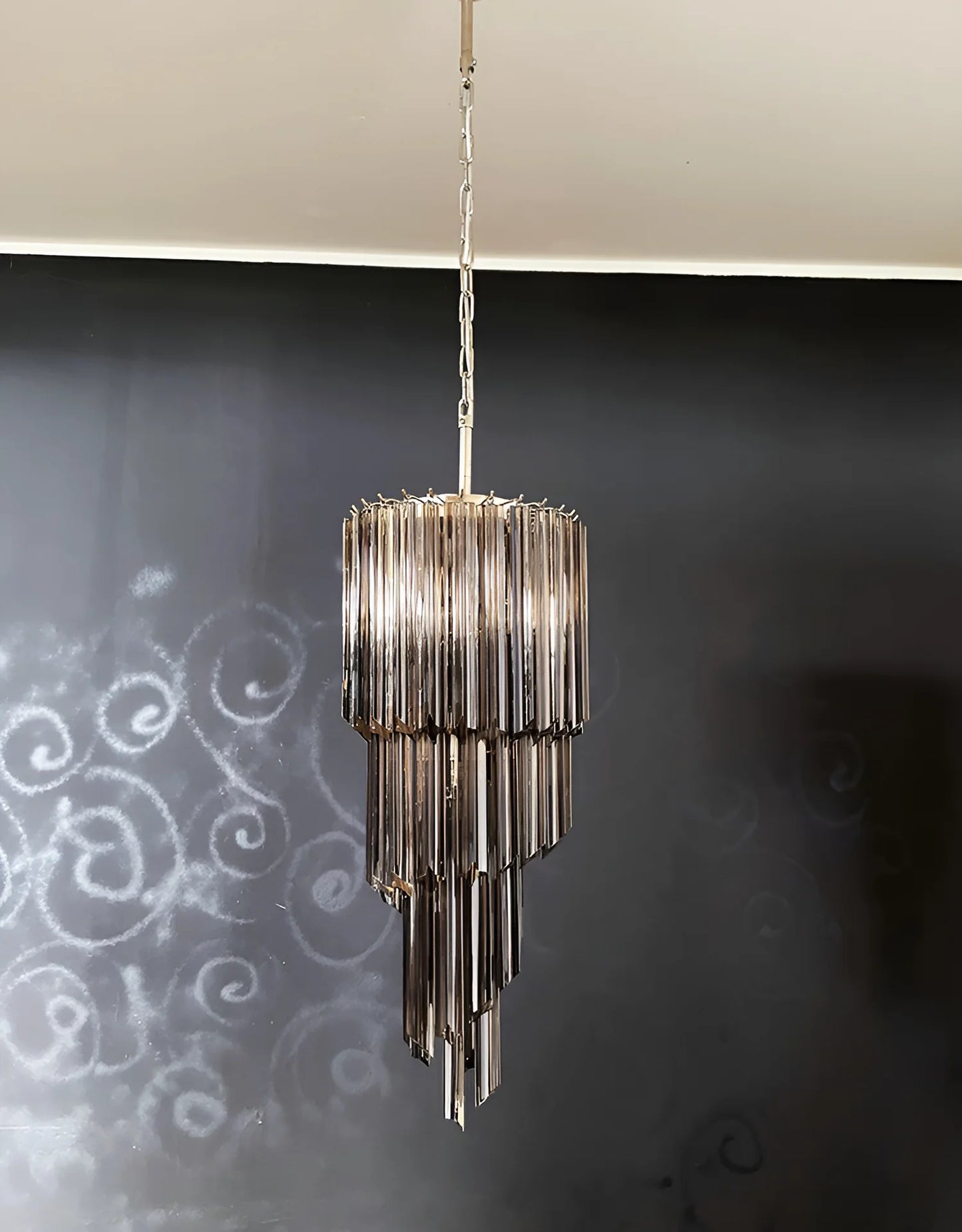 Murano Spiral Prisms Smoked Chandelier - Nuvé