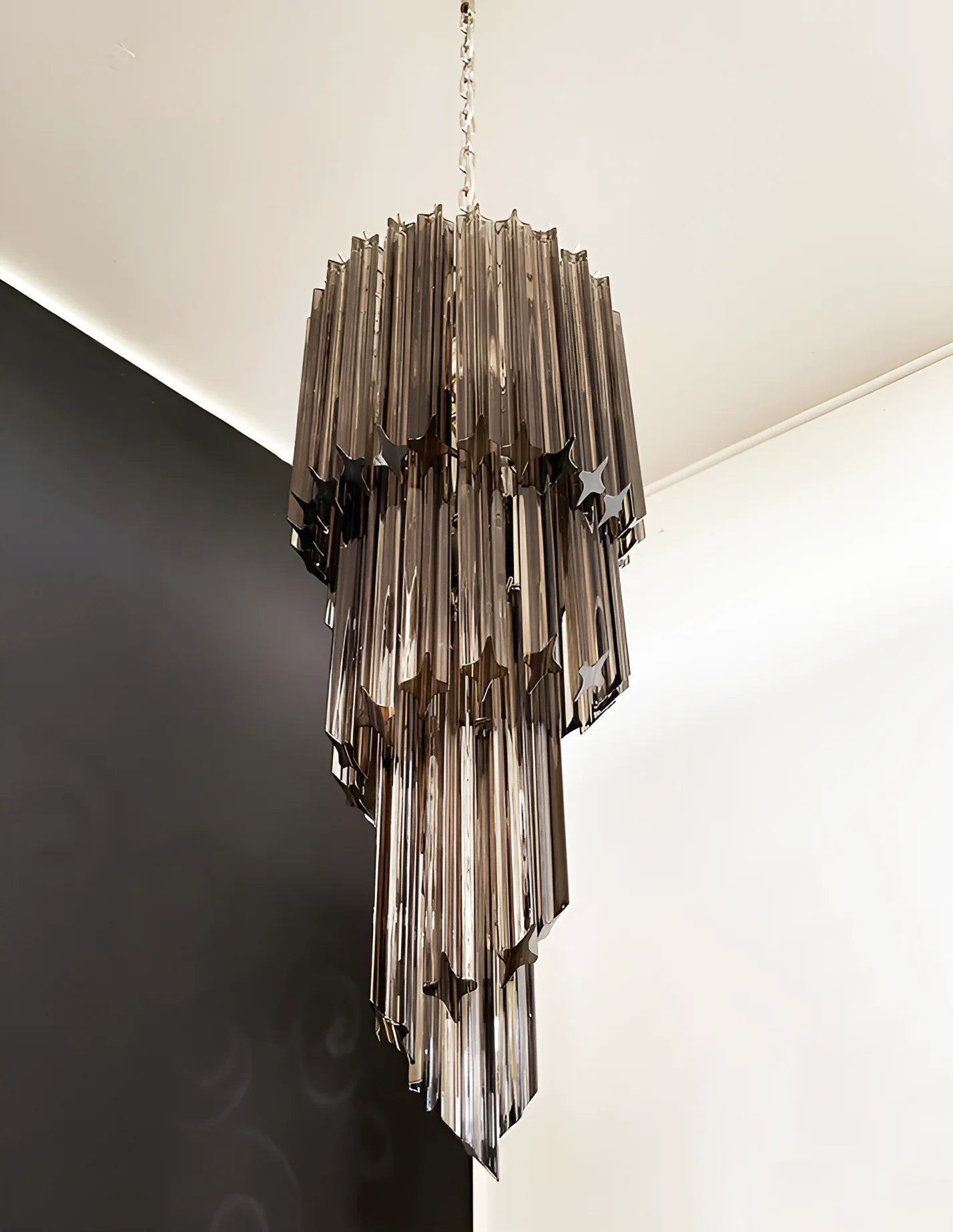 Murano Spiral Prisms Smoked Chandelier - Nuvé
