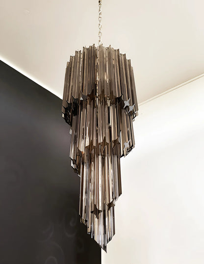 Murano Spiral Prisms Smoked Chandelier - Nuvé