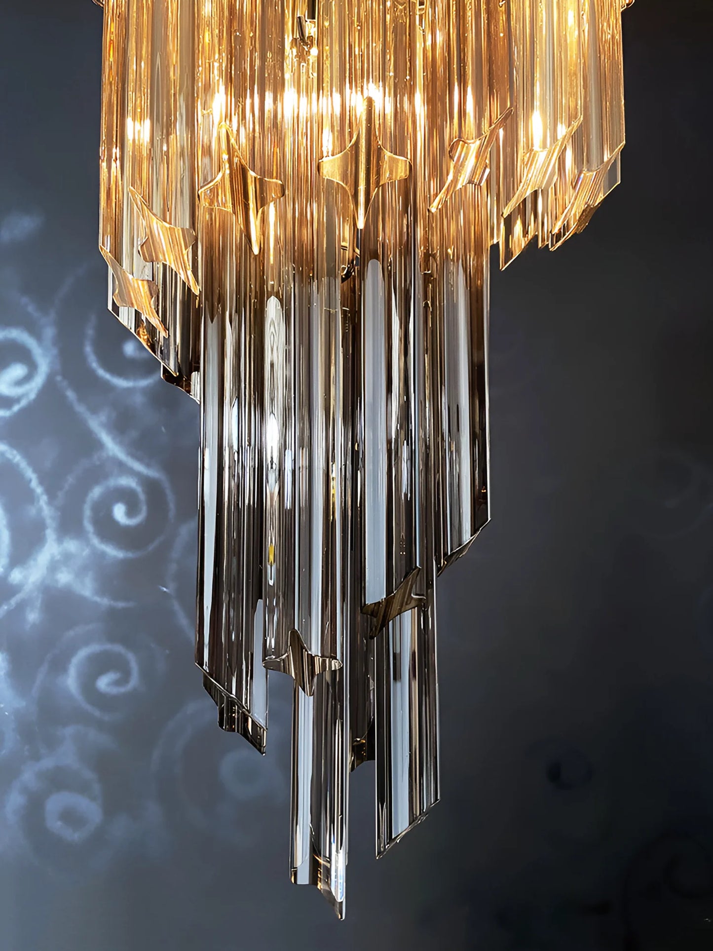 Murano Spiral Prisms Smoked Chandelier - Nuvé