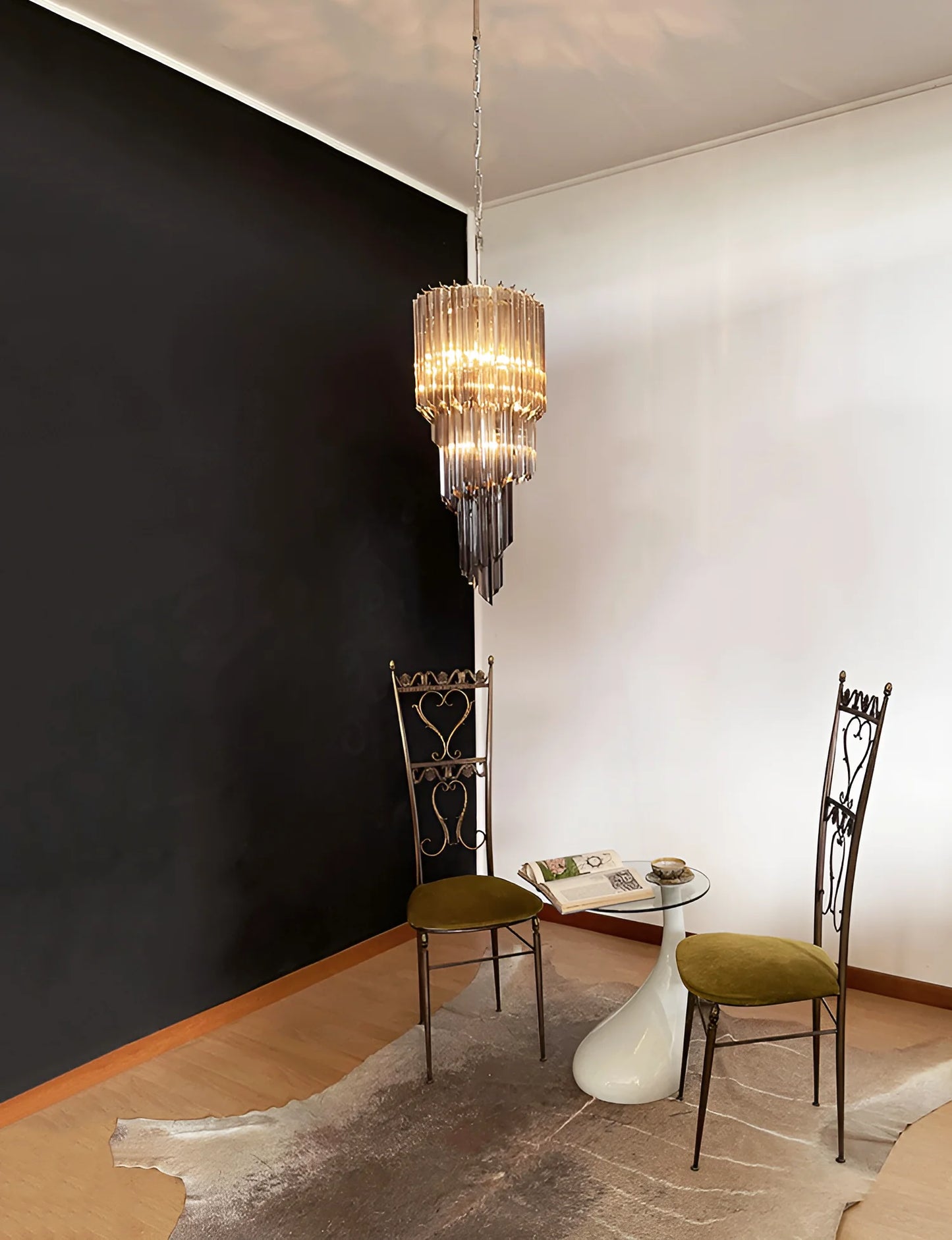 Murano Spiral Prisms Smoked Chandelier - Nuvé