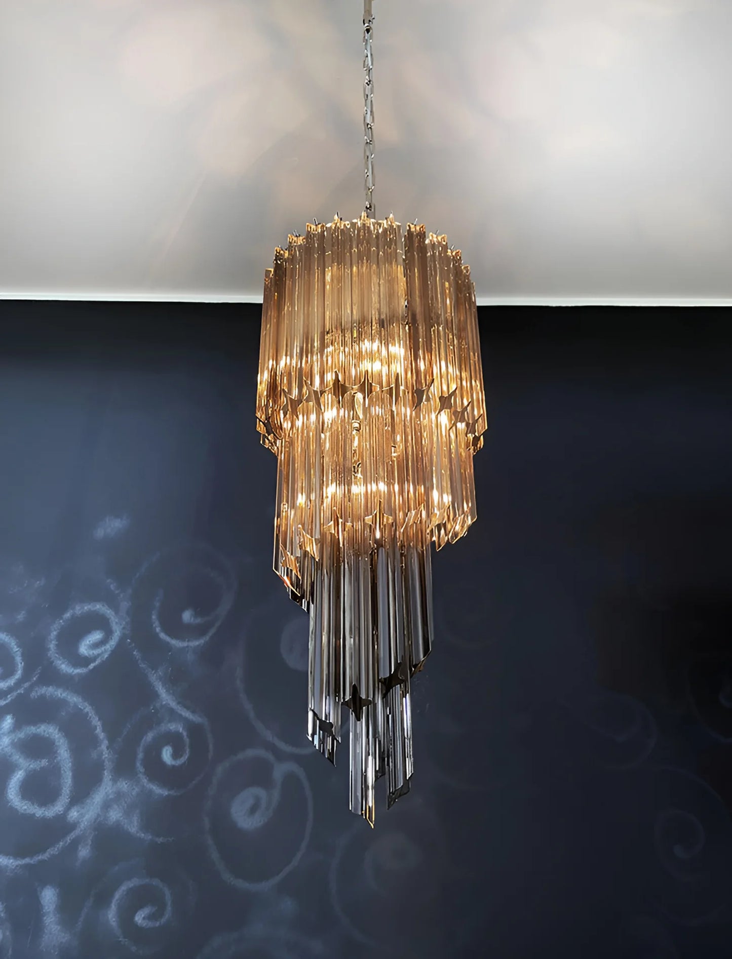 Murano Spiral Prisms Smoked Chandelier - Nuvé