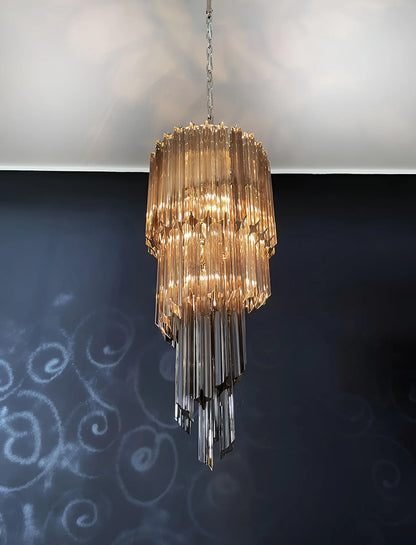 Murano Spiral Prisms Smoked Chandelier - Nuvé