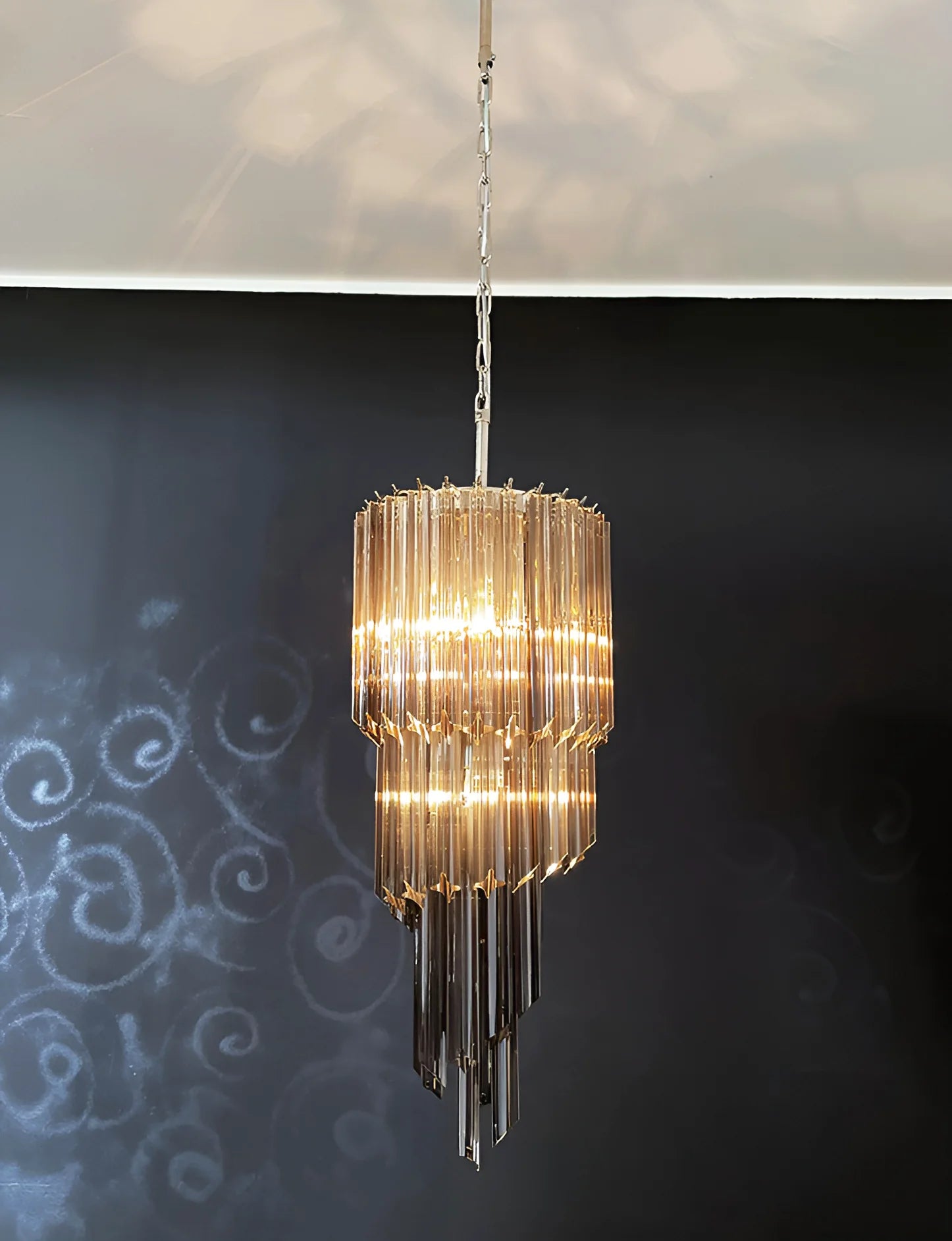 Murano Spiral Prisms Smoked Chandelier - Nuvé