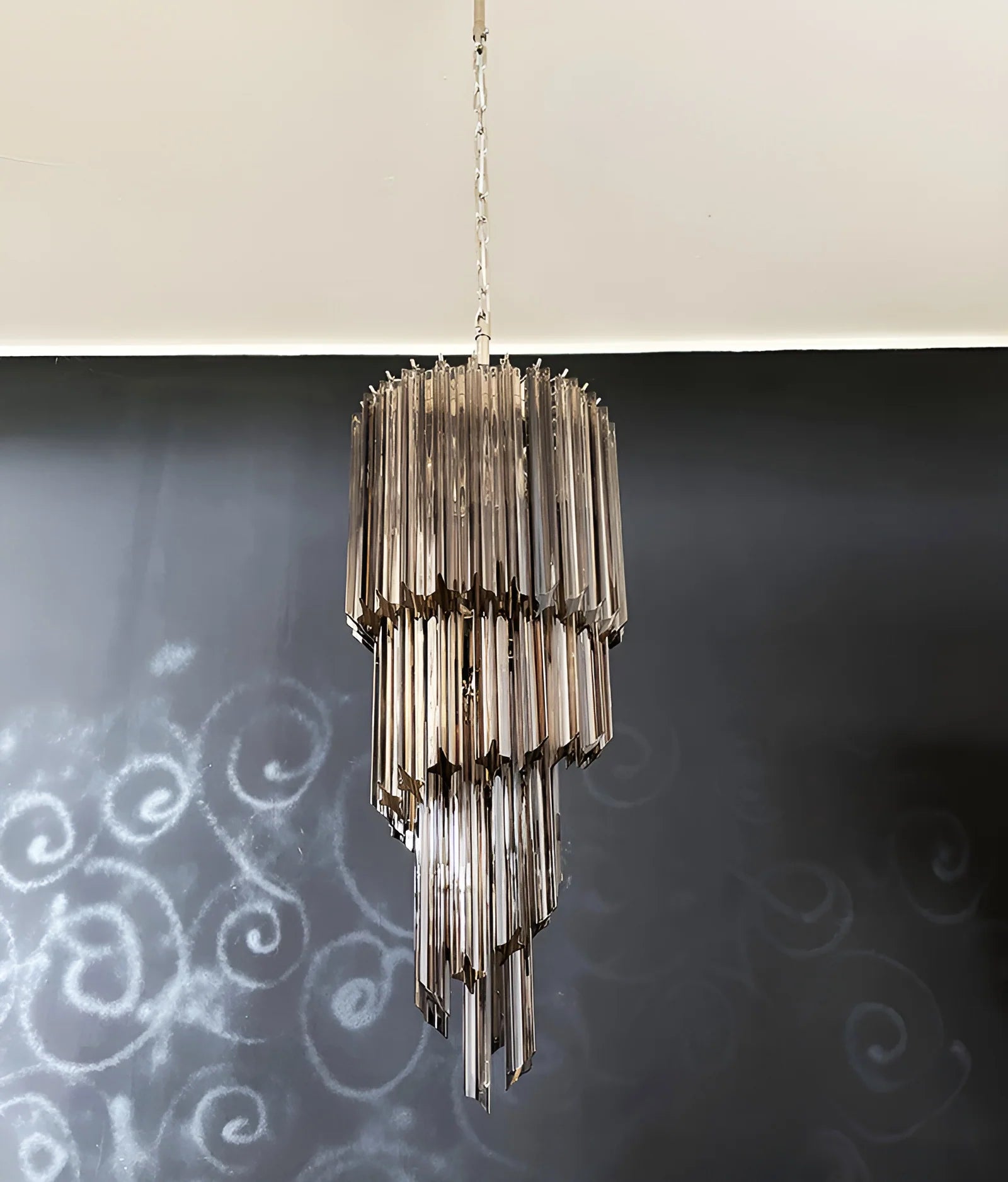 Murano Spiral Prisms Smoked Chandelier - Nuvé