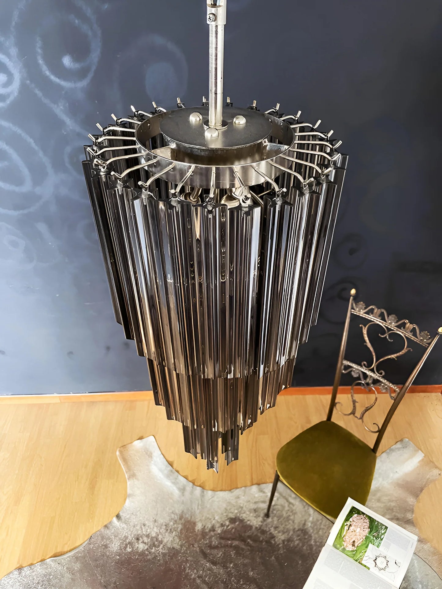Murano Spiral Prisms Smoked Chandelier - Nuvé