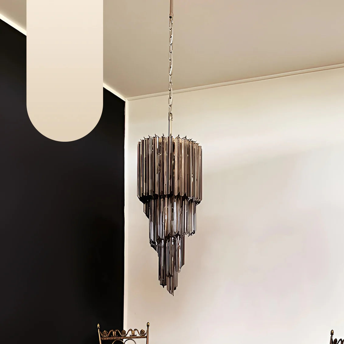 Murano Spiral Prisms Smoked Chandelier - Nuvé