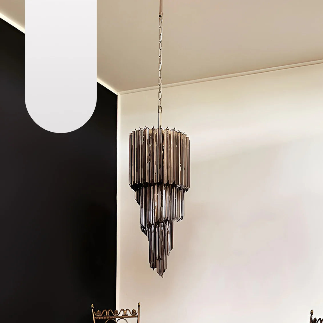 Murano Spiral Prisms Smoked Chandelier - Nuvé