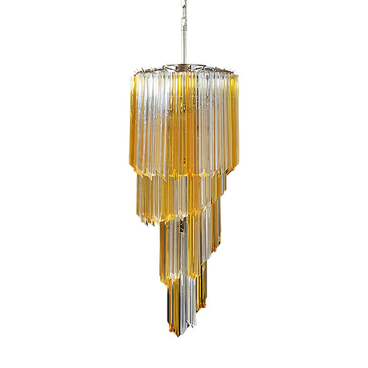Murano Spiral Prisms Transparent Amber Chandelier - Nuvé