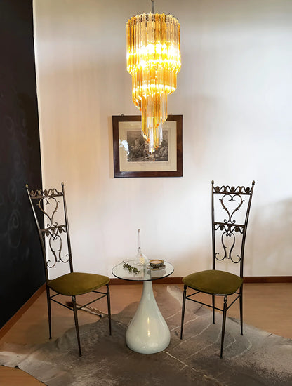 Murano Spiral Prisms Transparent Amber Chandelier - Nuvé