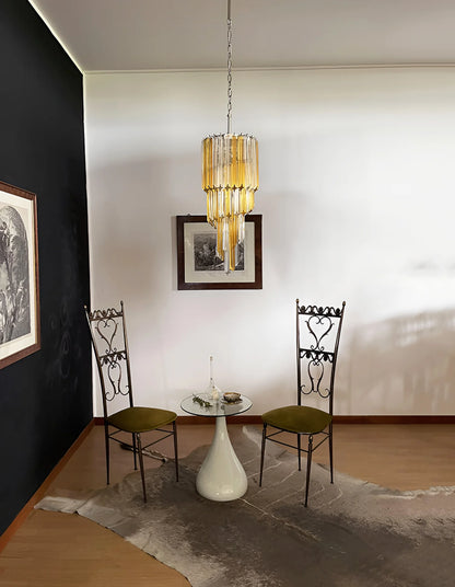 Murano Spiral Prisms Transparent Amber Chandelier - Nuvé