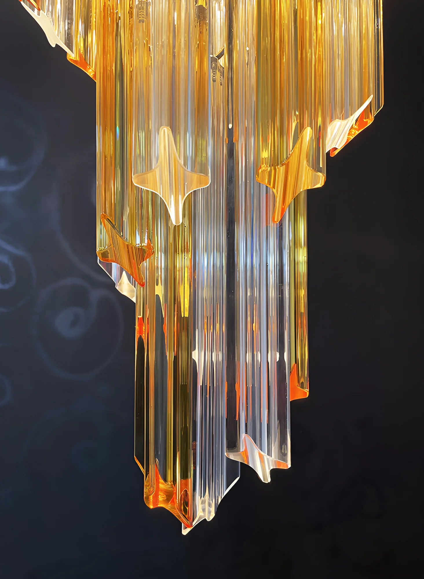Murano Spiral Prisms Transparent Amber Chandelier - Nuvé