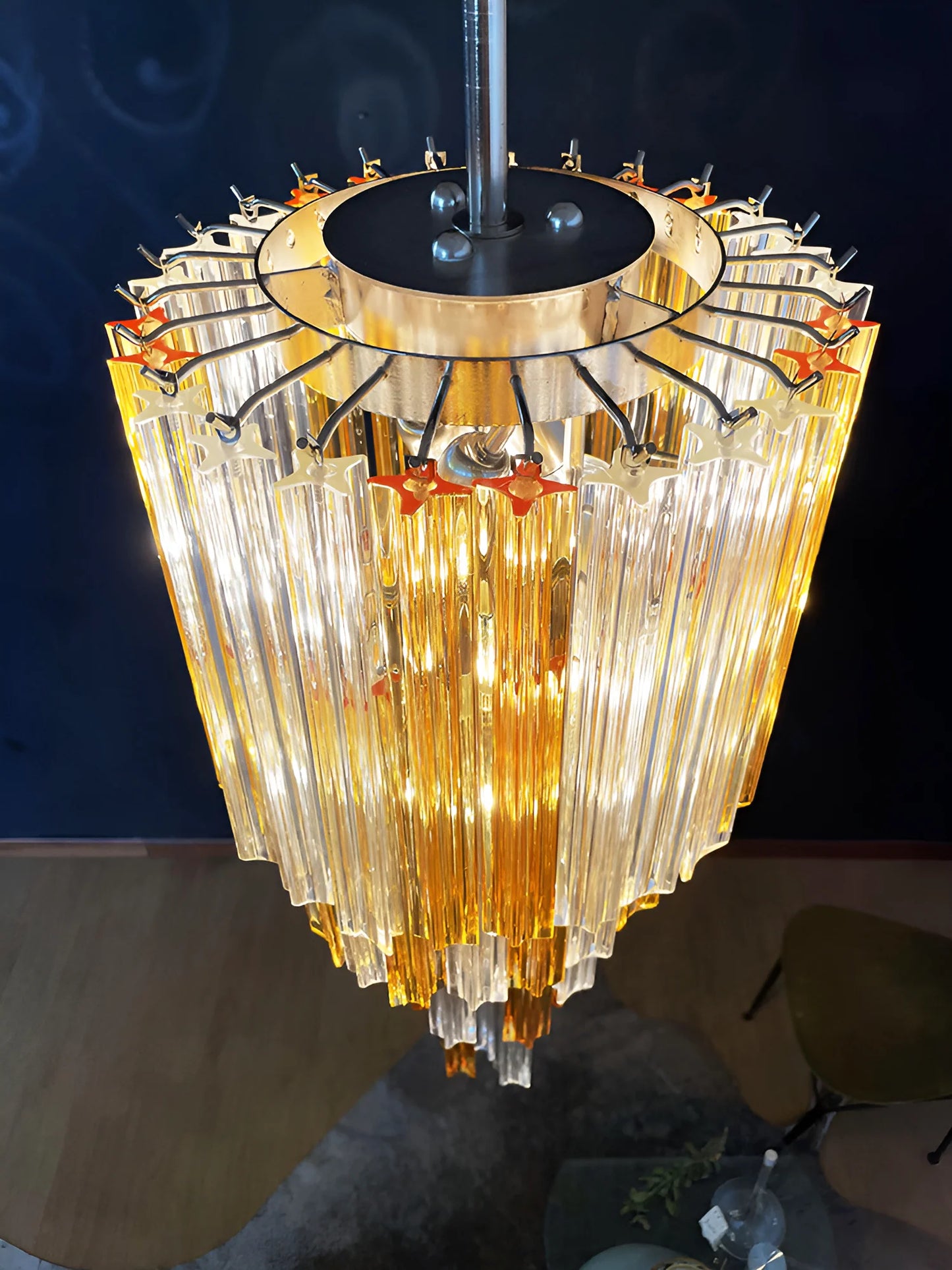 Murano Spiral Prisms Transparent Amber Chandelier - Nuvé