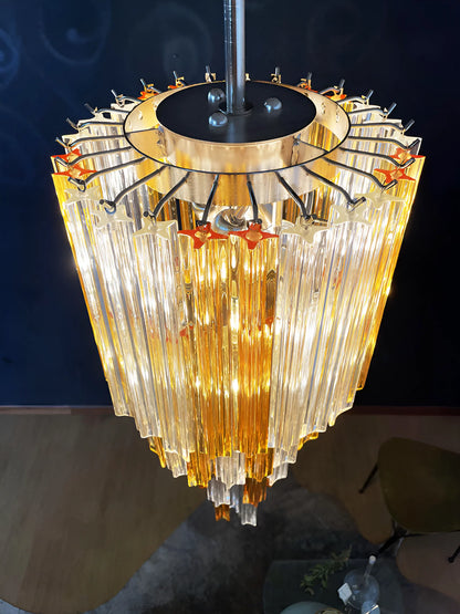 Murano Spiral Prisms Transparent Amber Chandelier - Nuvé