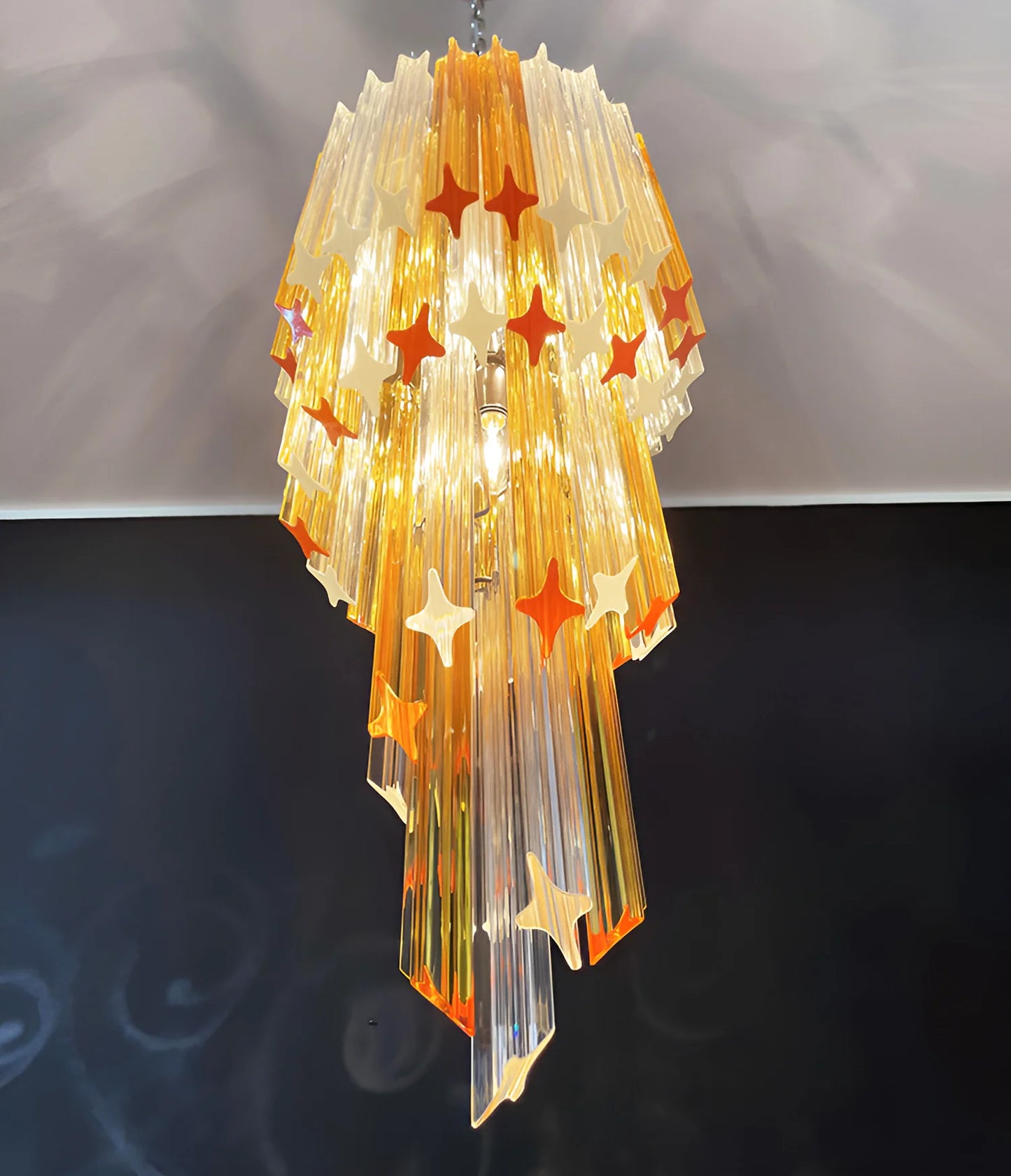 Murano Spiral Prisms Transparent Amber Chandelier - Nuvé