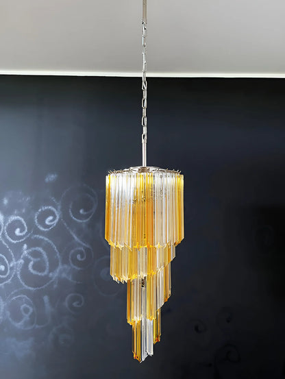 Murano Spiral Prisms Transparent Amber Chandelier - Nuvé