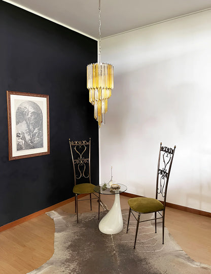 Murano Spiral Prisms Transparent Amber Chandelier - Nuvé