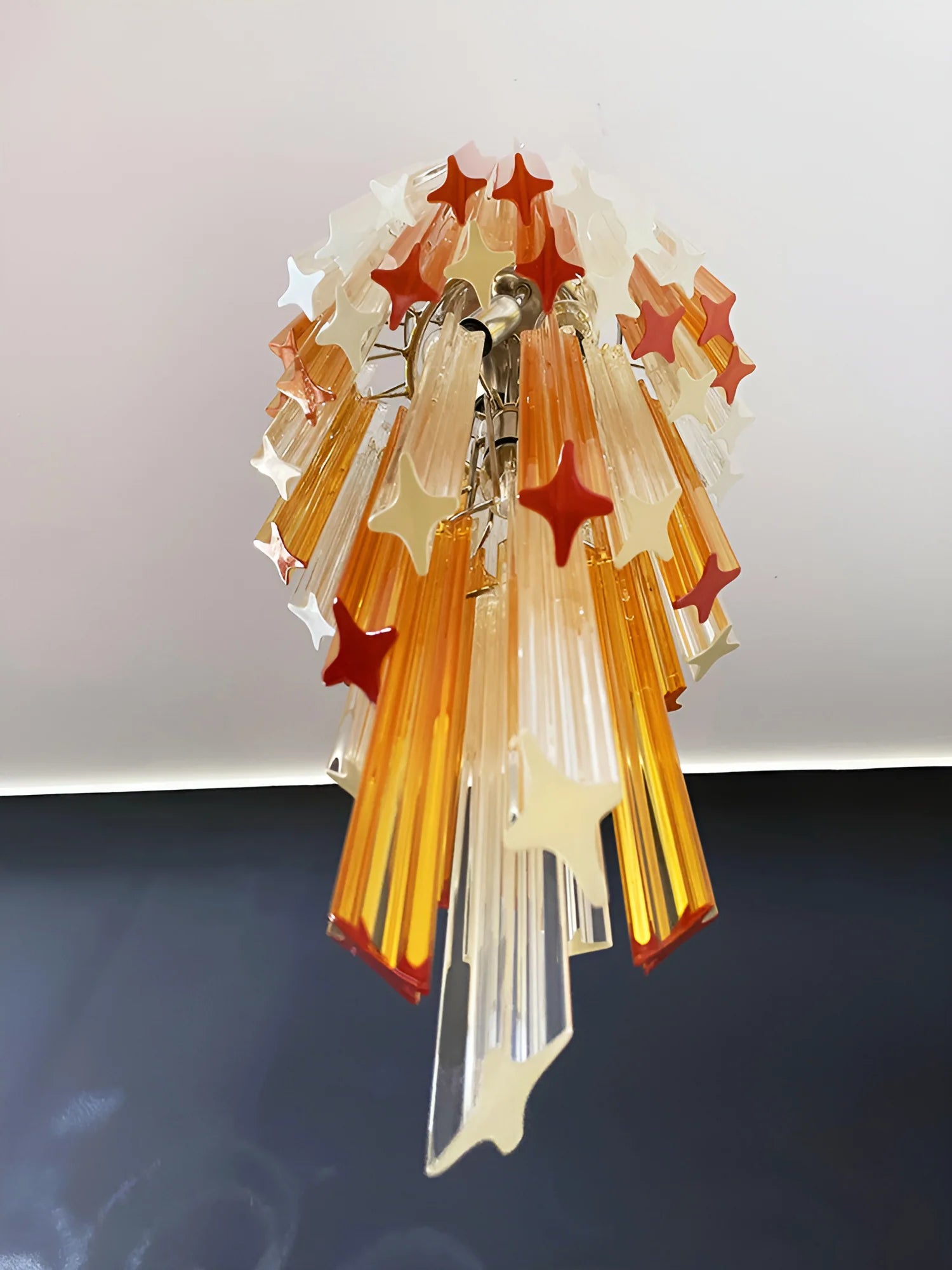 Murano Spiral Prisms Transparent Amber Chandelier - Nuvé