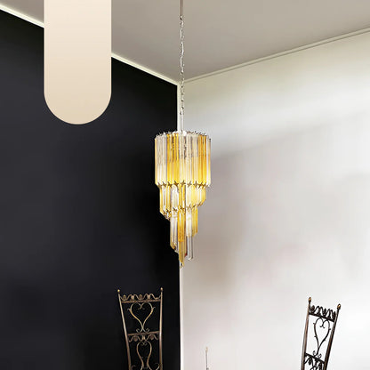 Murano Spiral Prisms Transparent Amber Chandelier - Nuvé