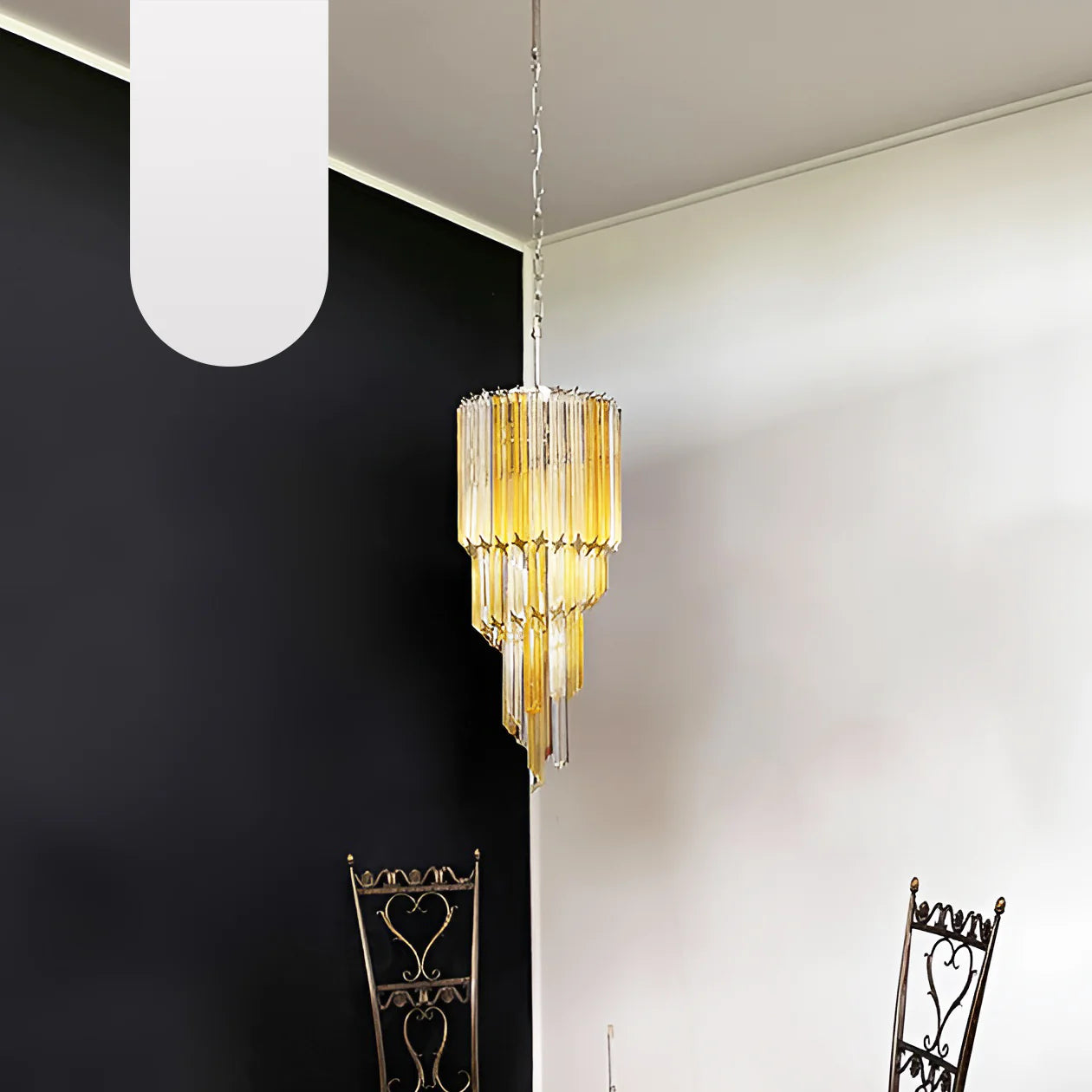 Murano Spiral Prisms Transparent Amber Chandelier - Nuvé