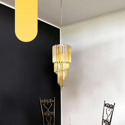 Murano Spiral Prisms Transparent Amber Chandelier - Nuvé
