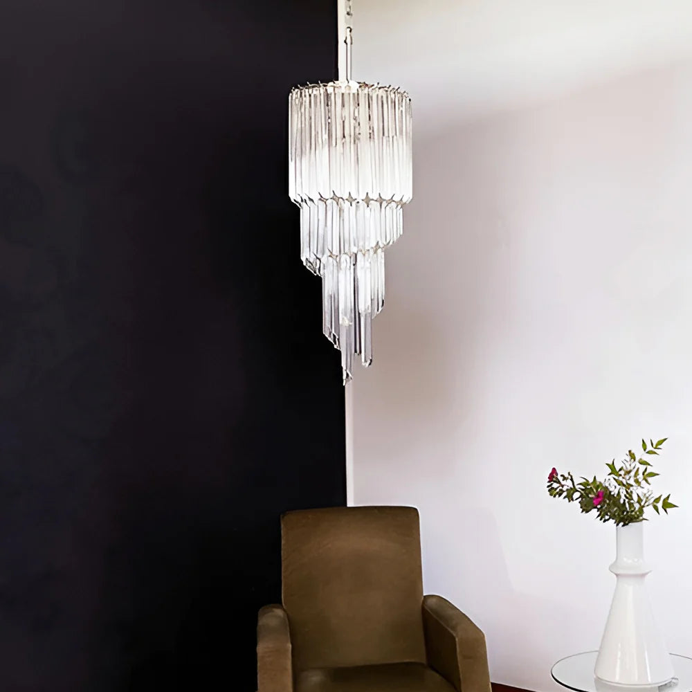 Murano Spiral Prisms Transparent Chandelier - Nuvé