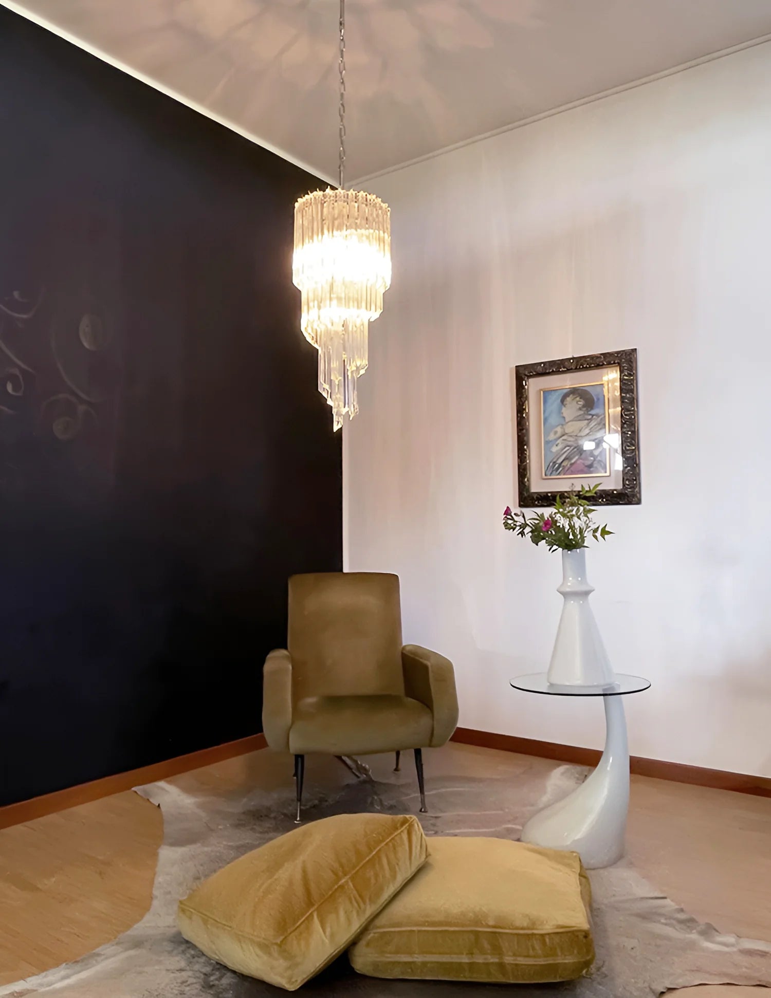 Murano Spiral Prisms Transparent Chandelier - Nuvé