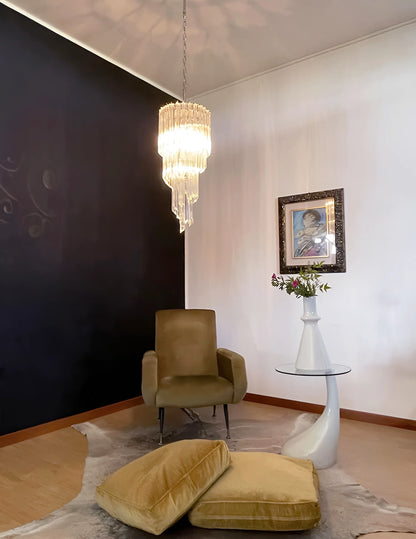 Murano Spiral Prisms Transparent Chandelier - Nuvé
