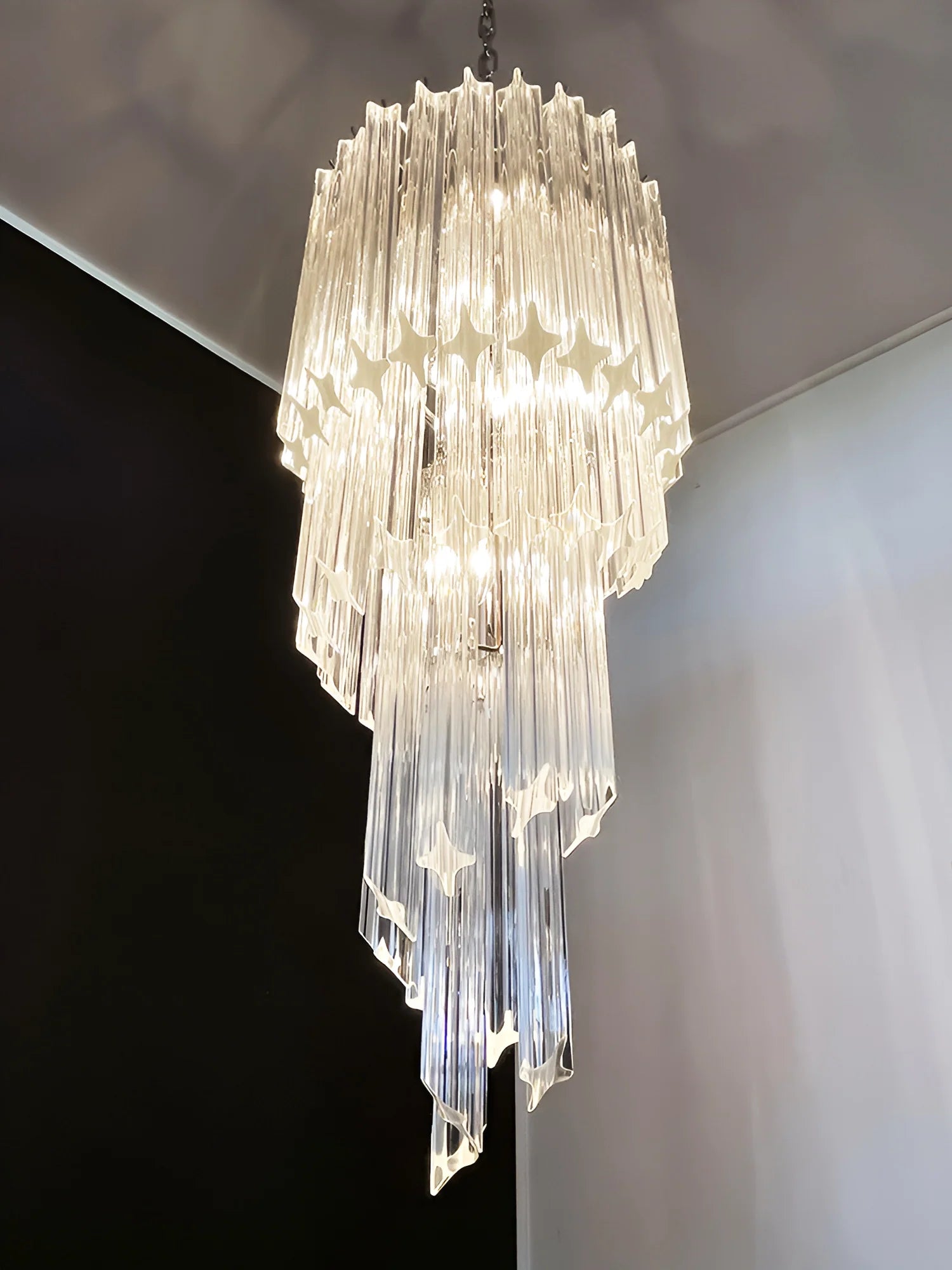 Murano Spiral Prisms Transparent Chandelier - Nuvé