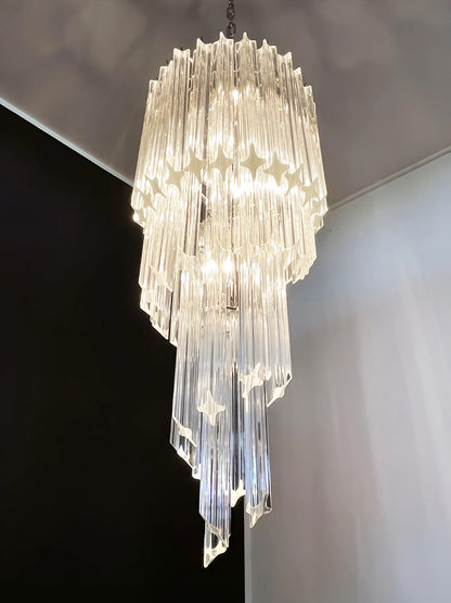 Murano Spiral Prisms Transparent Chandelier - Nuvé