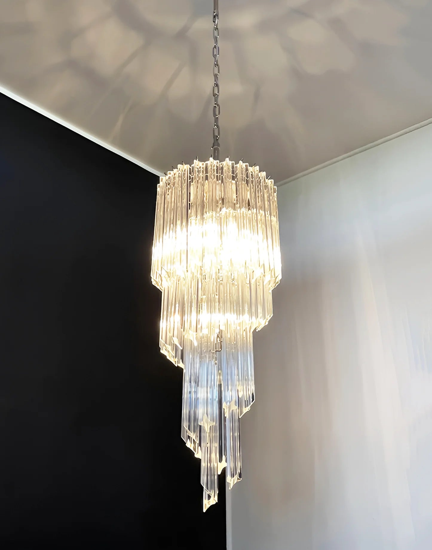 Murano Spiral Prisms Transparent Chandelier - Nuvé