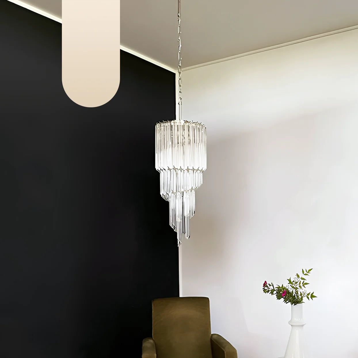 Murano Spiral Prisms Transparent Chandelier - Nuvé