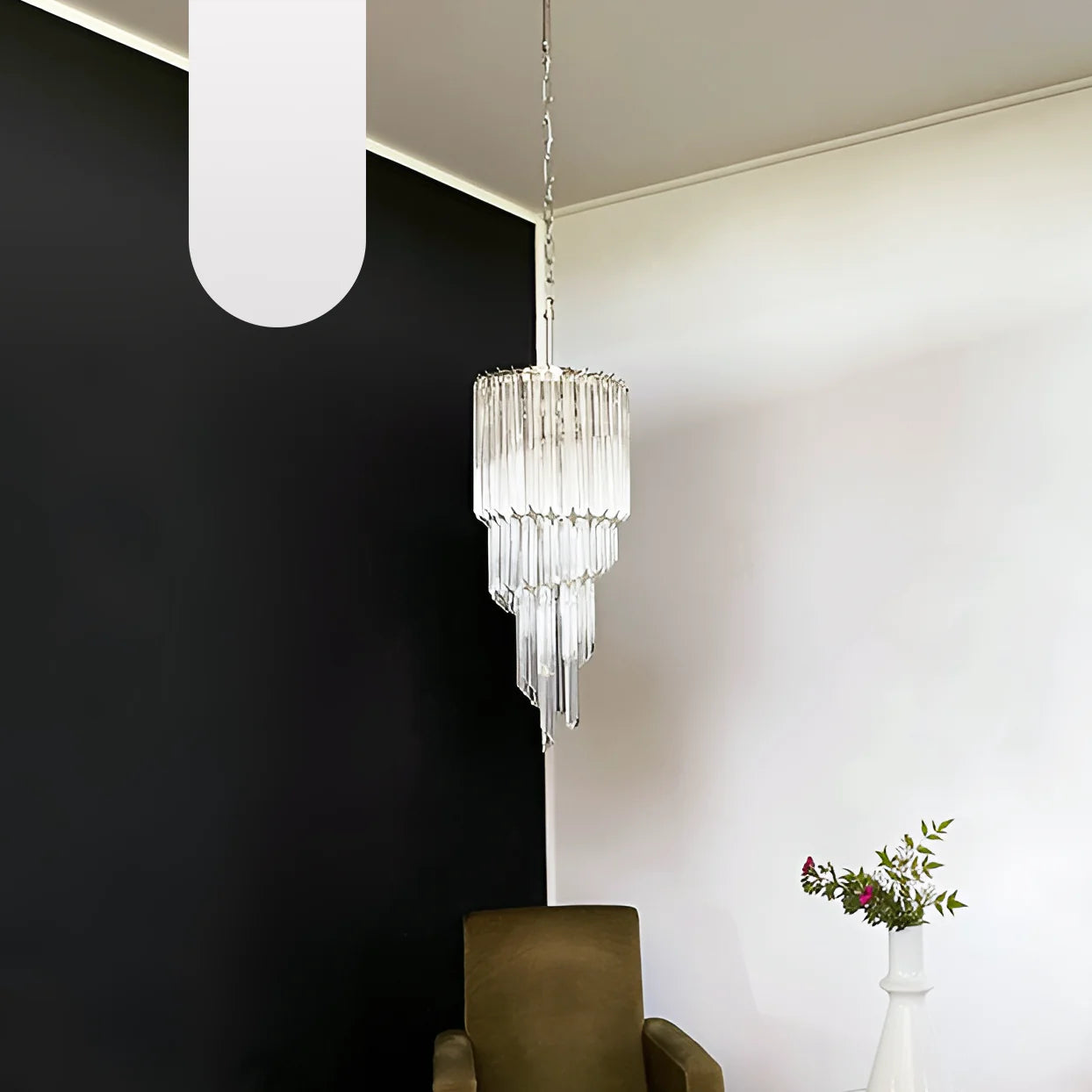 Murano Spiral Prisms Transparent Chandelier - Nuvé