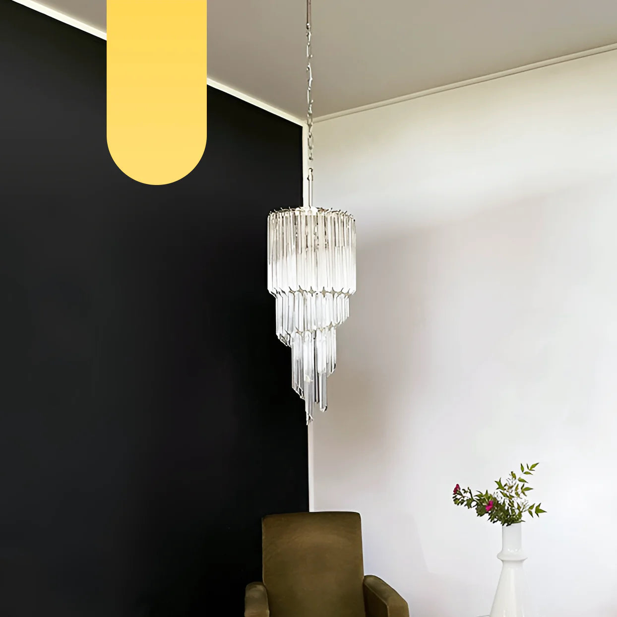 Murano Spiral Prisms Transparent Chandelier - Nuvé