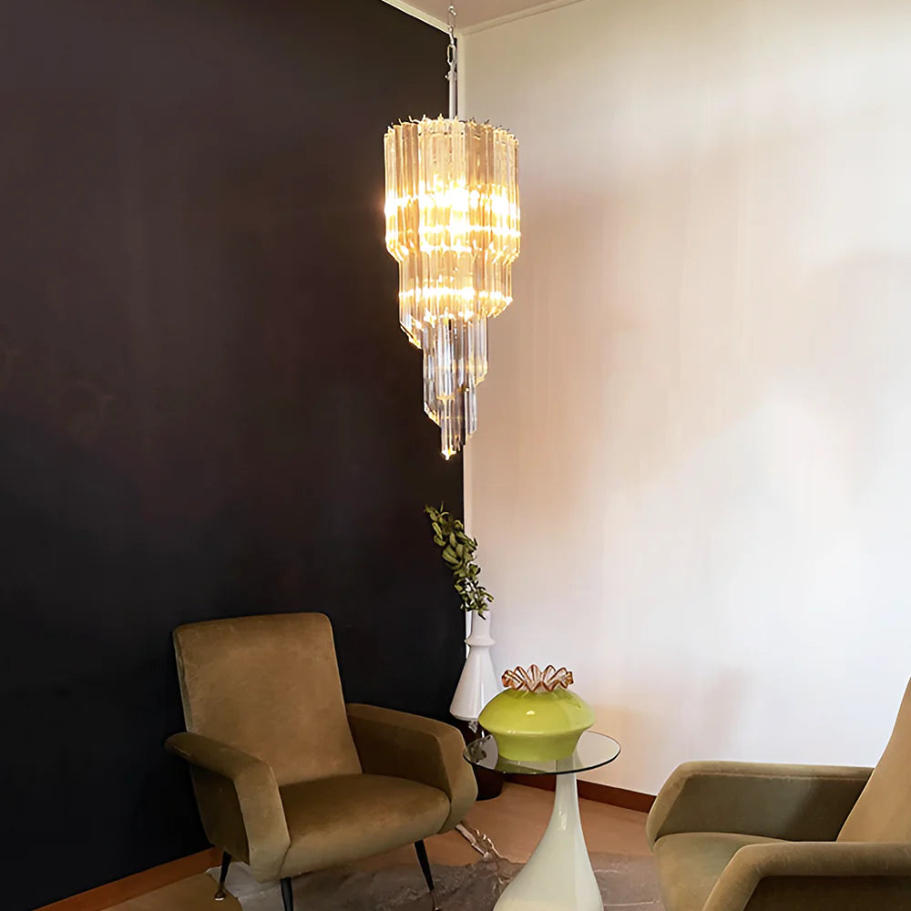 Murano Spiral Prisms Transparent Smoked Chandelier - Nuvé