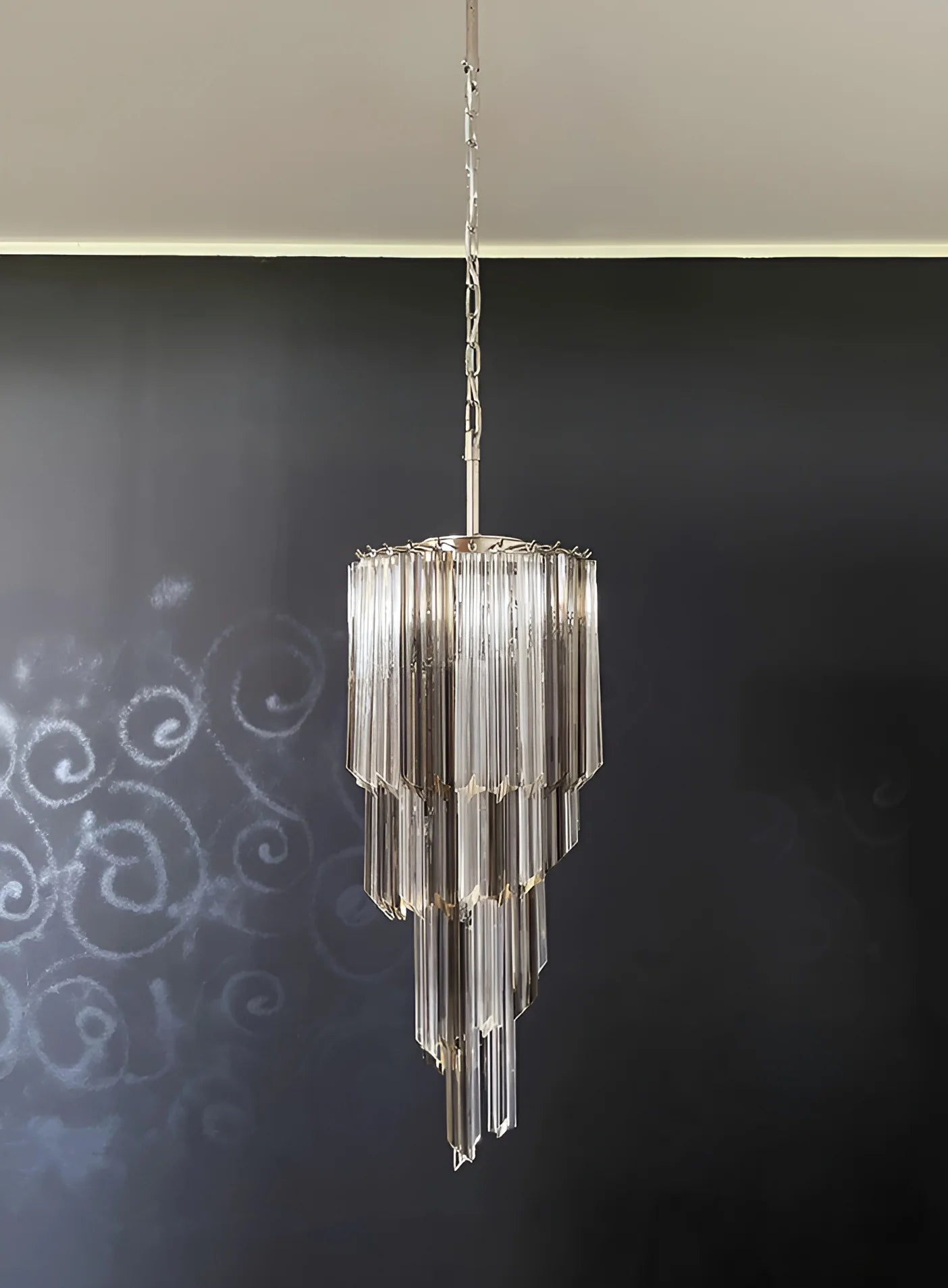 Murano Spiral Prisms Transparent Smoked Chandelier - Nuvé