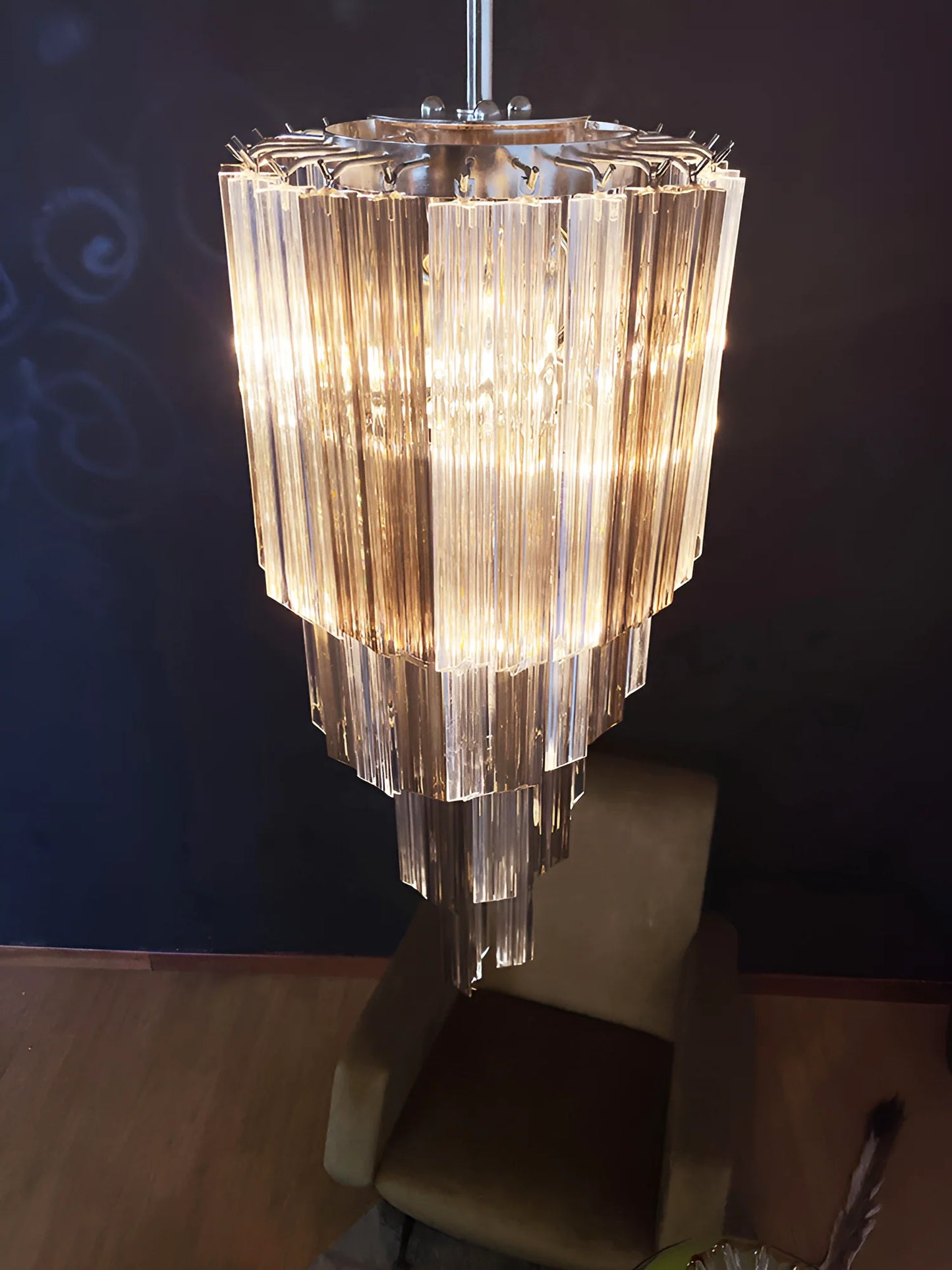 Murano Spiral Prisms Transparent Smoked Chandelier - Nuvé