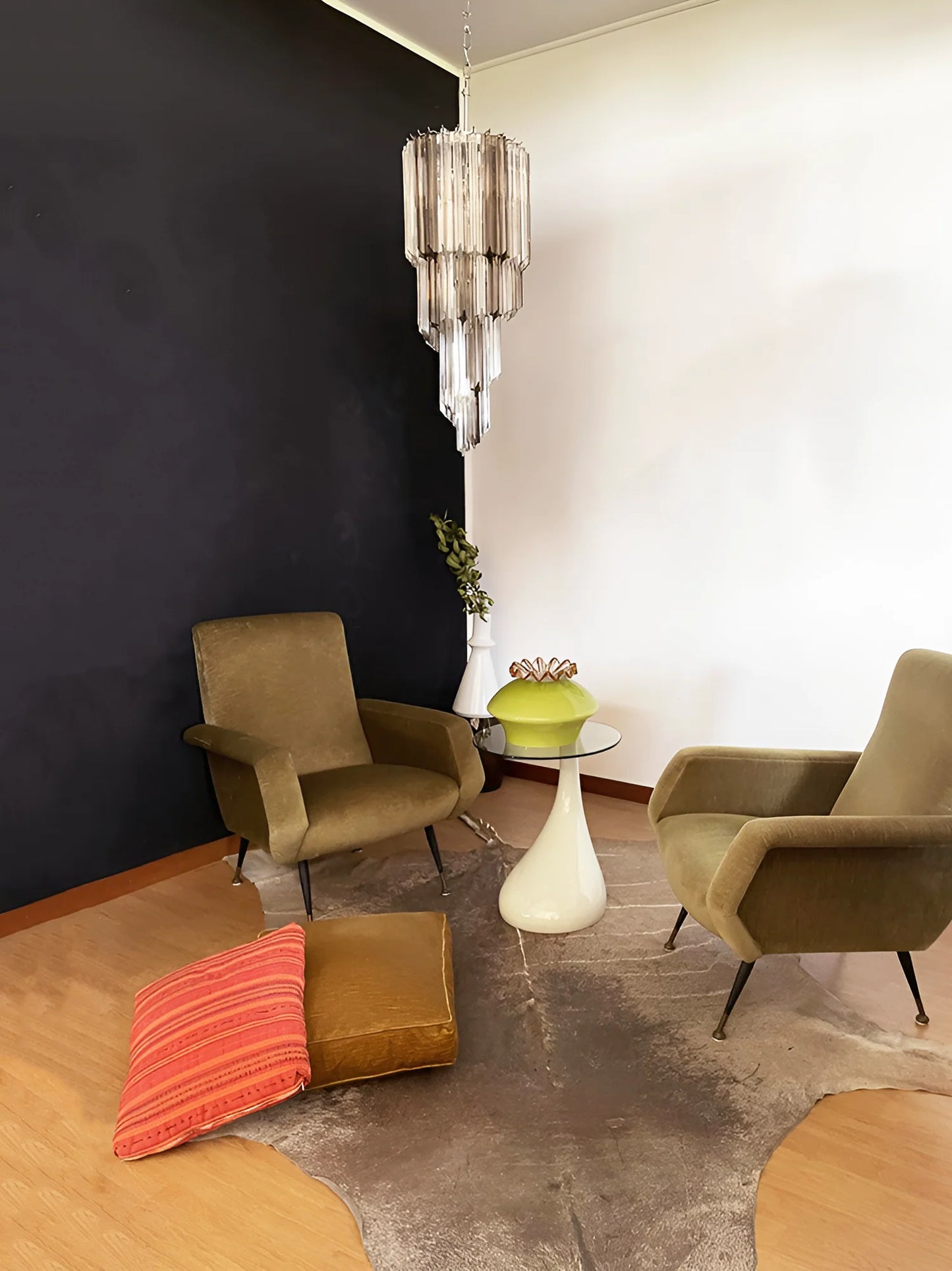 Murano Spiral Prisms Transparent Smoked Chandelier - Nuvé