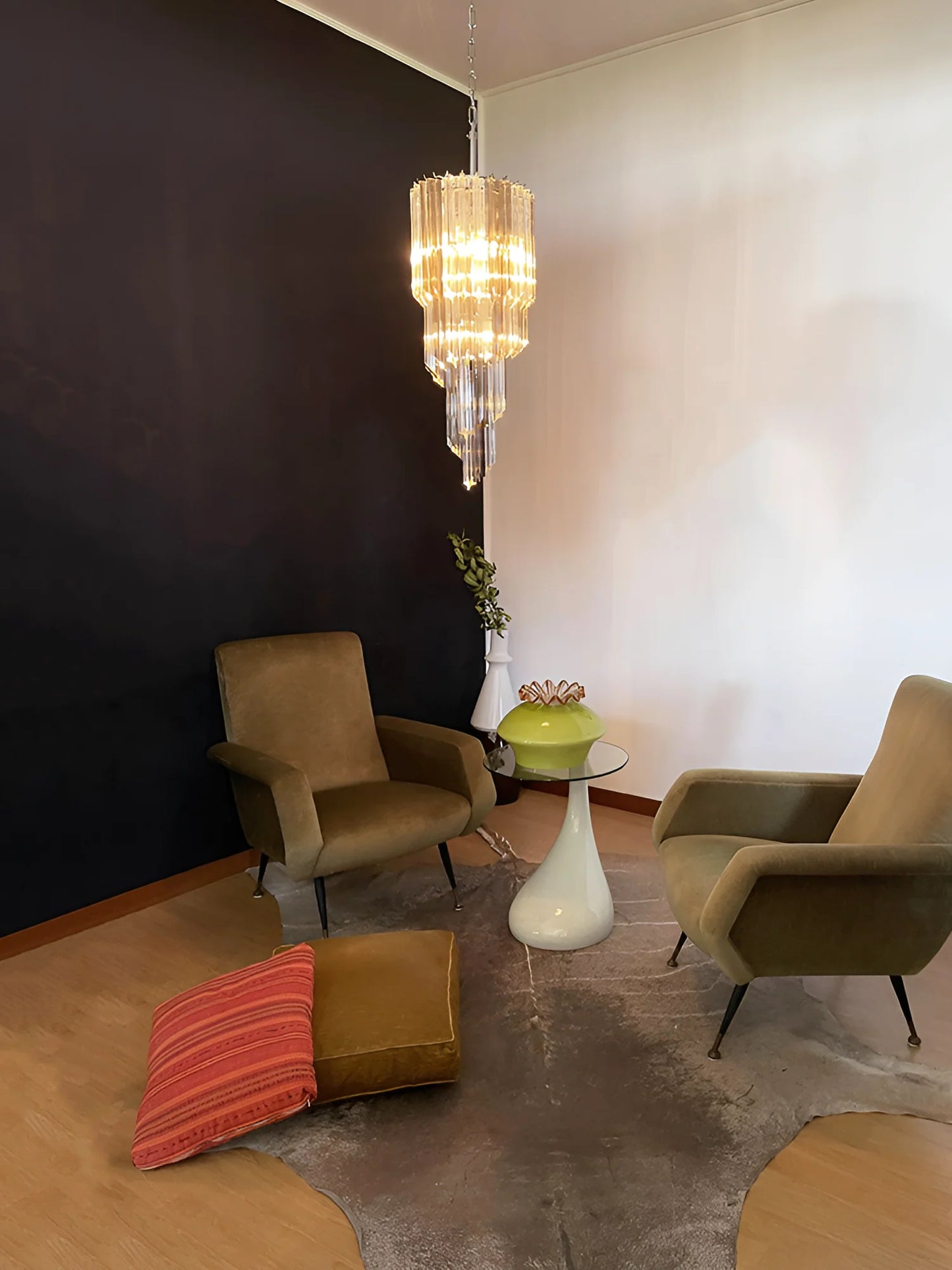 Murano Spiral Prisms Transparent Smoked Chandelier - Nuvé