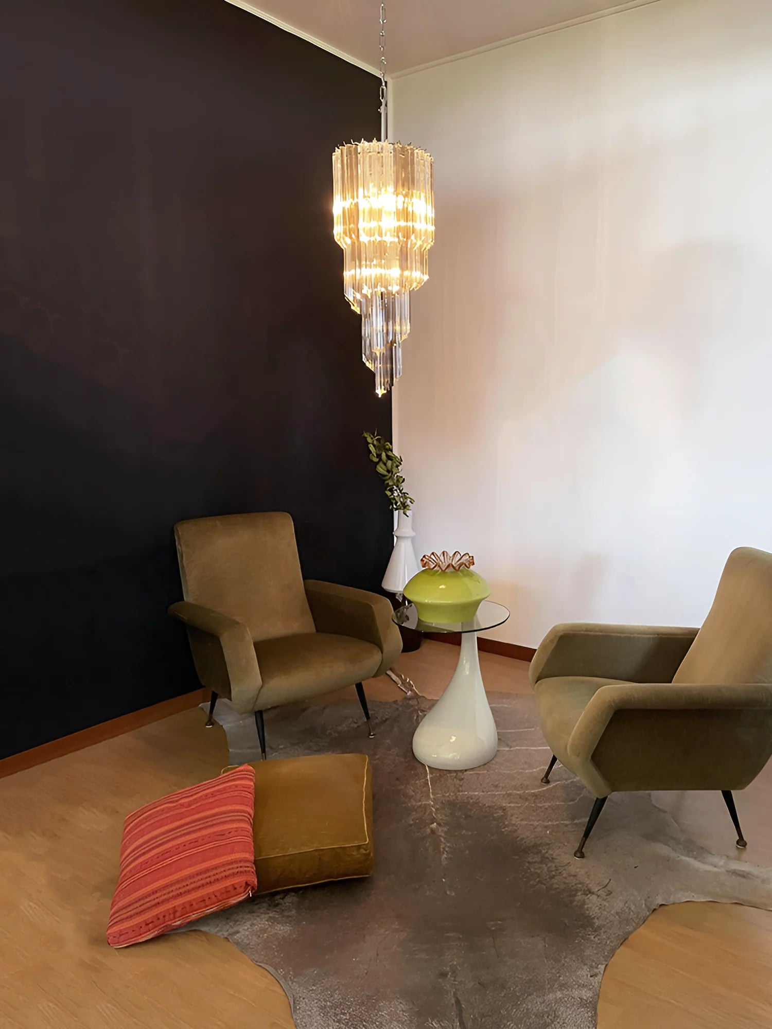 Murano Spiral Prisms Transparent Smoked Chandelier - Nuvé