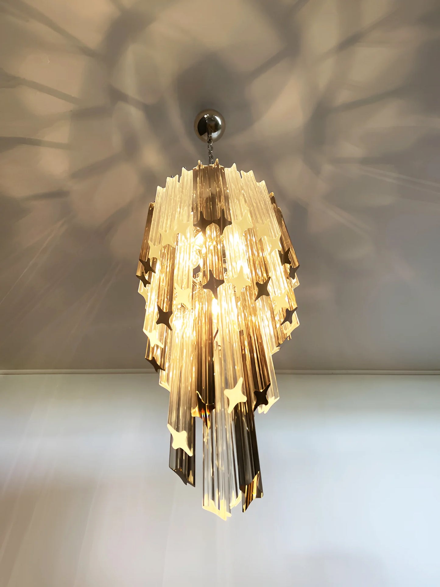 Murano Spiral Prisms Transparent Smoked Chandelier - Nuvé